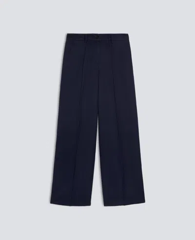 Aspesi Garment-dyed Cotton Linen Gabardine Trousers In Blue