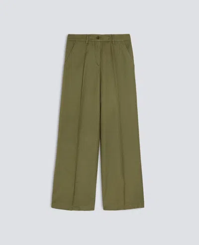Aspesi Garment-dyed Cotton Linen Gabardine Trousers In Green