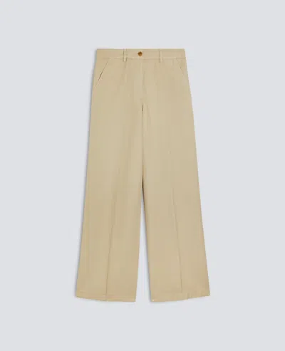 Aspesi Garment-dyed Cotton Linen Gabardine Trousers In Neutral
