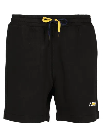 Aspesi Bermuda In Cotone Garzato Tinto Capo - Nero In Black