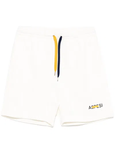 Aspesi Garment Dyed Gauzed Shorts In 白色