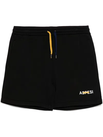 Aspesi Garment Dyed Gauzed Shorts In 黑色