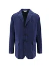Aspesi Single-breasted Long-sleeved Suit Jacket In Blue