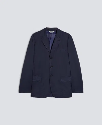 Aspesi Garment-dyed Cotton Micro Twill Blazer In Blue