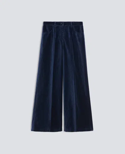 Aspesi Garment-dyed Cotton Velvet Trousers - Navy In Blue