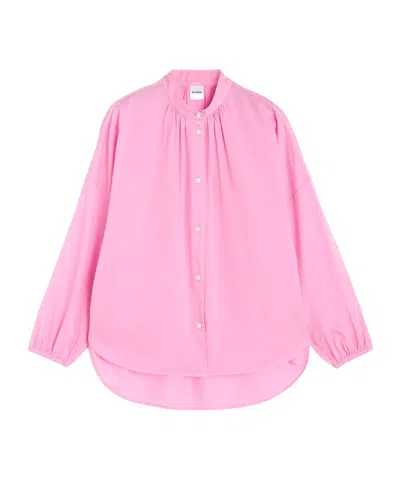 Aspesi Gathered Poplin Shirt In Pink