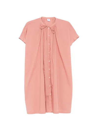 Aspesi Gathered Tie-fastening Mini Dress In Pink