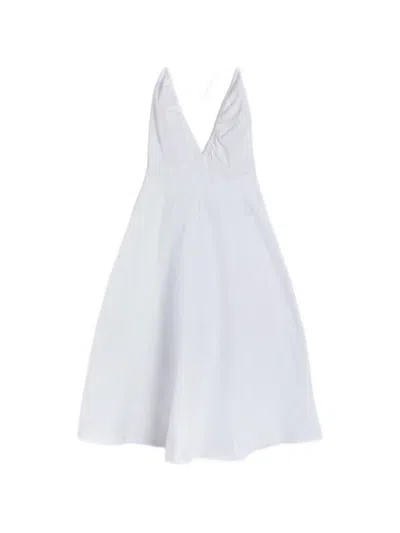 Aspesi Gathered V-neck Dress In White
