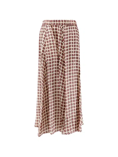 Aspesi Geometric-print Elasticated-waist Maxi Skirt In Pink