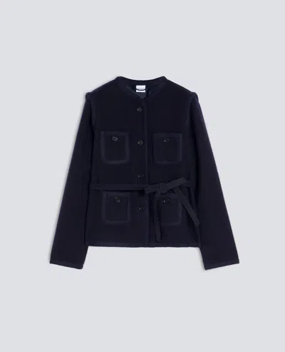 ASPESI GIACCA IN PURA LANA VERGINE SHETLAND - NAVY