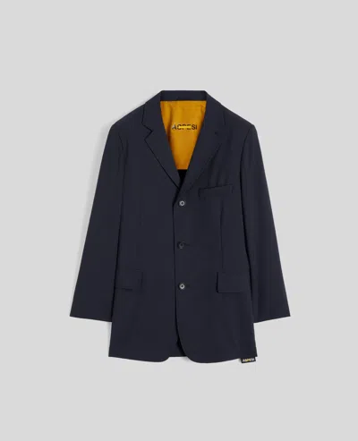 Aspesi Giacca In Tela Di Lana Comfort - Navy