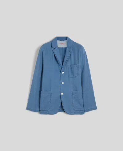 Aspesi Giacca Sfoderata In Seersucker Indiano - Denim Chiaro