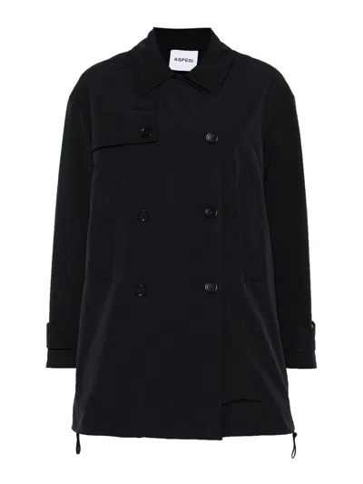 Aspesi Scarlett Trench Coat In Dark Blue
