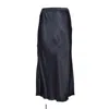 Aspesi Glossy Pure Viscose Satin Midi Pencil Skirt In Black
