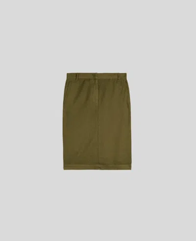 Aspesi Gonna A Tubino In Gabardina Di Cotone E Lino - Militare