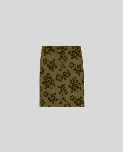 Aspesi Gonna In Cotone Con Stampa Hibiscus - Fiore Militare