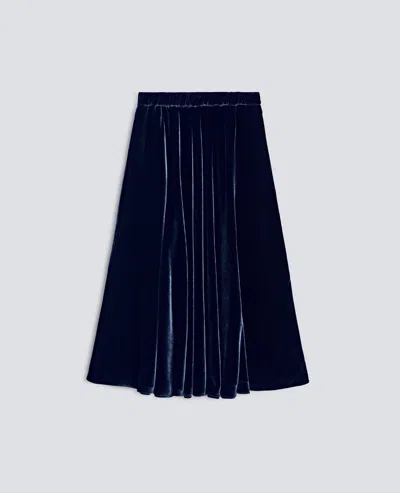 Aspesi Gonna In Velluto Liscio Viscosa E Seta - Navy