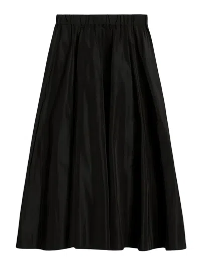 Aspesi Pleated A-line Mid-length Skirt In Black