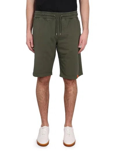 ASPESI GREEN BERMUDA SHORTS WITH ADJUSTABLE WAISTBAND