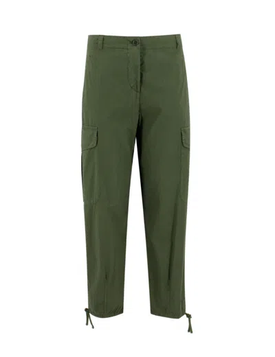 Aspesi Green Cargo Trousers With Adjustable Drawstring
