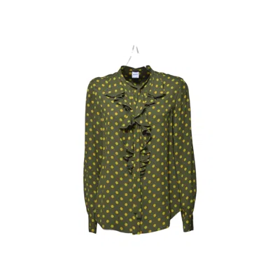 ASPESI ASPESI GREEN CREPE BLOUSE WITH RUFFLES