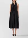 Aspesi Halter Neck Midi Length Sleeveless Dress Waist Tie