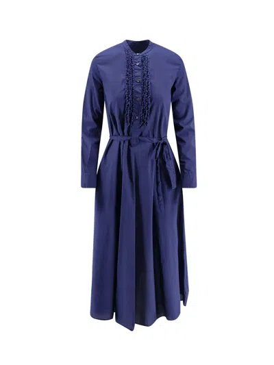 Aspesi Handcrafted Fabric Dress In Blue