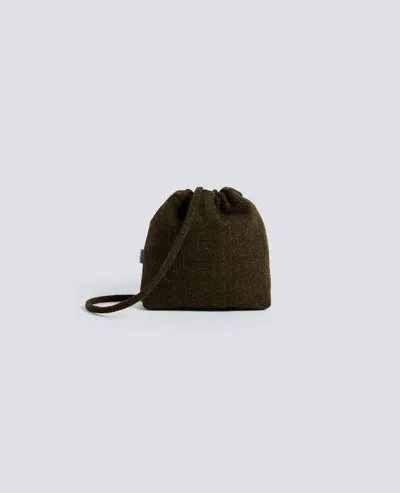 Aspesi Harris Tweed Drawstring Bag In Green