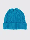 Aspesi Knit Cable Folded Brim Hat In Blue