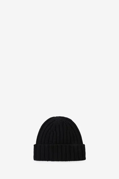 Aspesi Ribbed Chunky Knit Beanie In Black