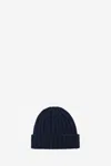Aspesi Knit Ribbed Folded Cuff Hat In Blue
