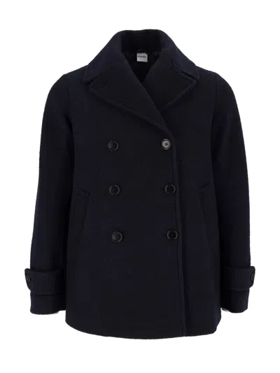 Aspesi Double-breasted Virgin Wool Jacket In Black
