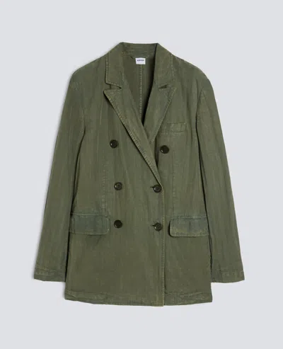 Aspesi Herringbone Lyocell Linen Garment-dyed Cotton Blazer In Gray