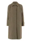 Aspesi Herringbone-pattern Coat In Brown