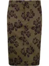 Aspesi Hibiscus Print Cotton Midi Skirt In Green