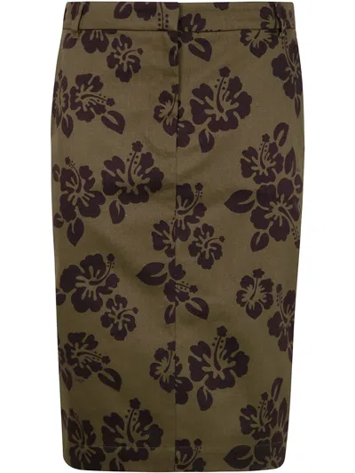 ASPESI HIBISCUS-PRINT COTTON MIDI SKIRT