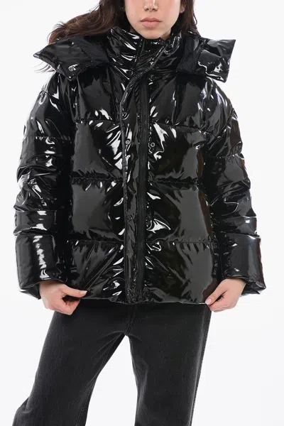 Aspesi Hidden Buttoning Gummo Down Jacket In Black