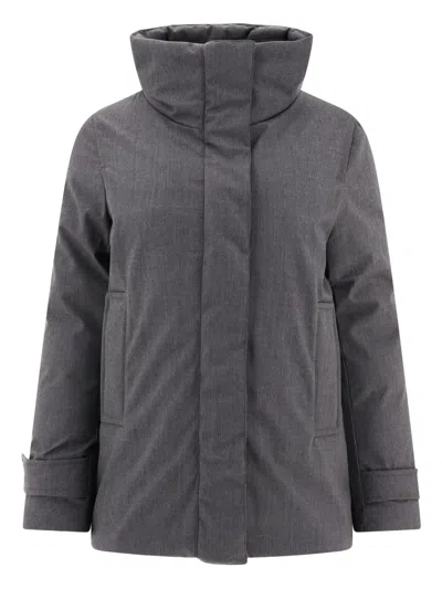 Aspesi High-collar Jacket In Gray