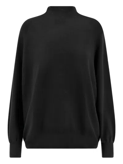 Aspesi High-neck Virgin Wool Sweater In Black