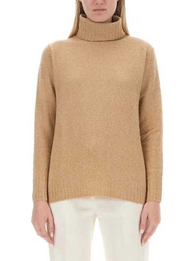 Aspesi High Neck Wool Jersey In Neutral