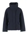 Aspesi Cotton Blend Jacket With High Collar And Flap Pockets In Blue