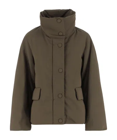 Aspesi High-collar Button-fastening Coat In Brown