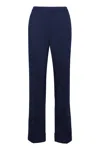 Aspesi High-rise Cotton Trousers With Roll-up Cuffs In Blue