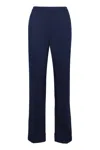 Aspesi High-rise Cotton Trousers With Roll-up Cuffs In Blue