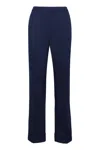 Aspesi High-rise Cotton Trousers With Roll-up Cuffs In Blue