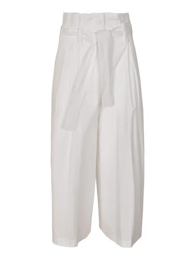 Aspesi High Waist Belted Trousers In White