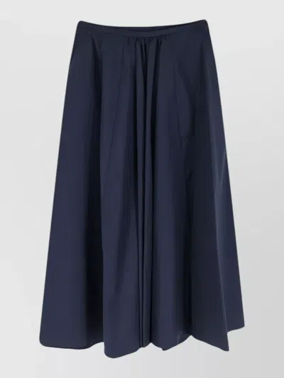 Aspesi High Waist Cotton Midi Skirt Pleated In Blue