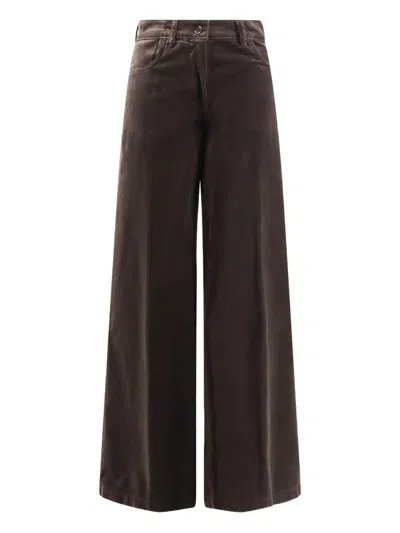 Aspesi High-waisted Flared Trousers In Brown