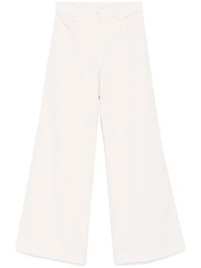 Aspesi High-waisted Fustian Trousers In Cream