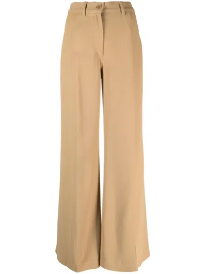 Aspesi High-waisted Palazzo Pants In Brown